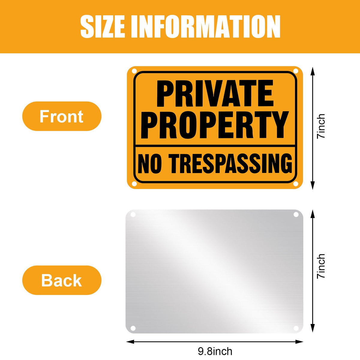 Yaocom reflective aluminum no-trespassing sign enhances nighttime privacy and deterrence.