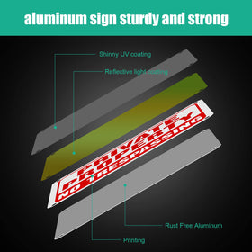Yaocom reflective sign with four pre-drilled holes, easy mounting on gates or doors.