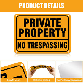Yaocom weatherproof private-property sign withstands outdoor conditions over time.