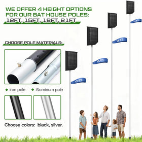 Yaocom pole fits bat, bird, and purple martin homes for elevated displays.