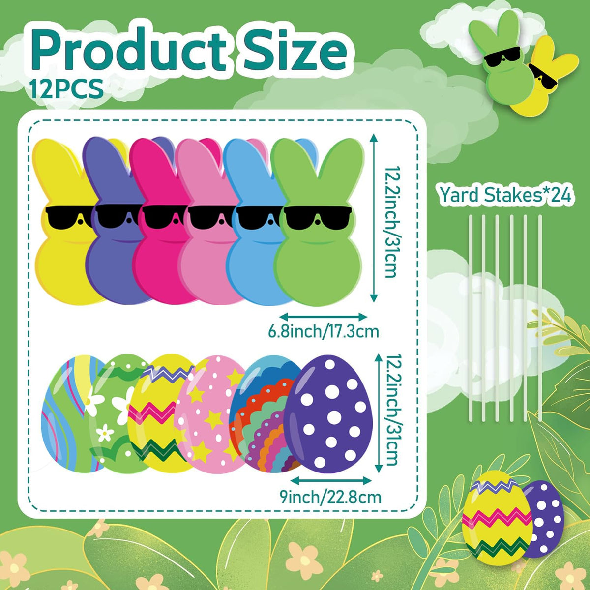 Yaofavo pastel Easter egg yard sign set adds cheerful color to your garden