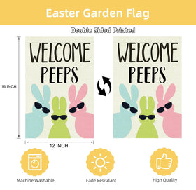 Yaofavo Easter Peeps burlap-inspired fabric flag adds rustic charm to outdoors.