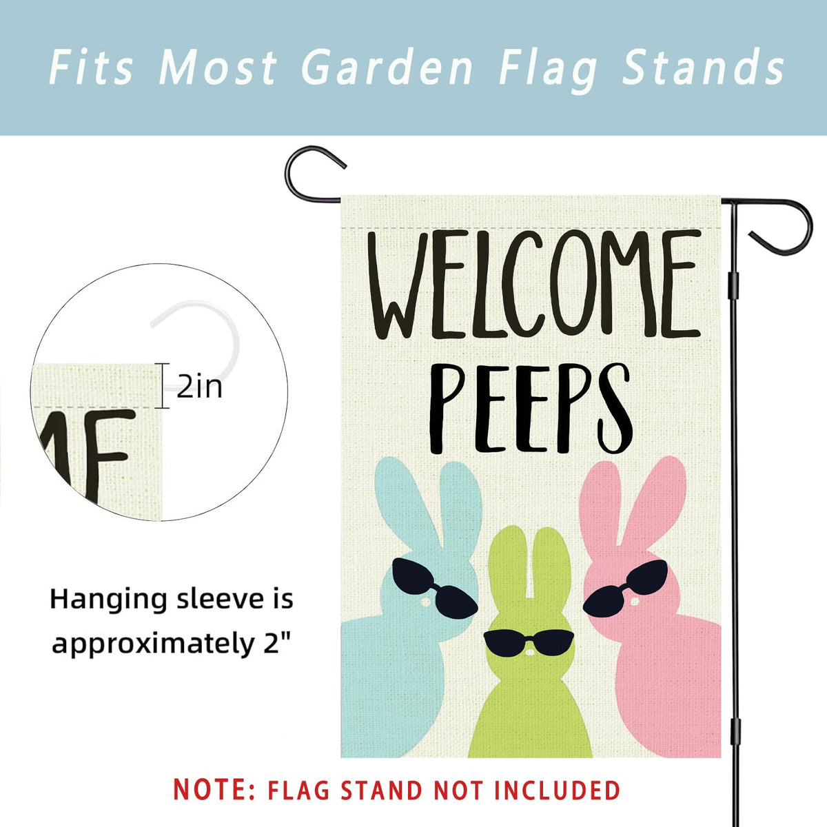 Yaofavo Easter Peeps outdoor flag, weather-resistant for enduring use.