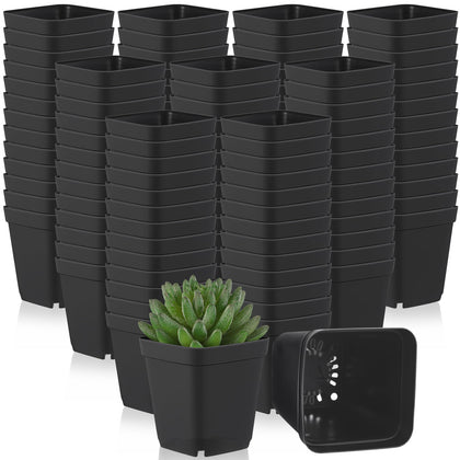 Yaomiao 3-inch square nursery pot, front view, ideal for seed starting.