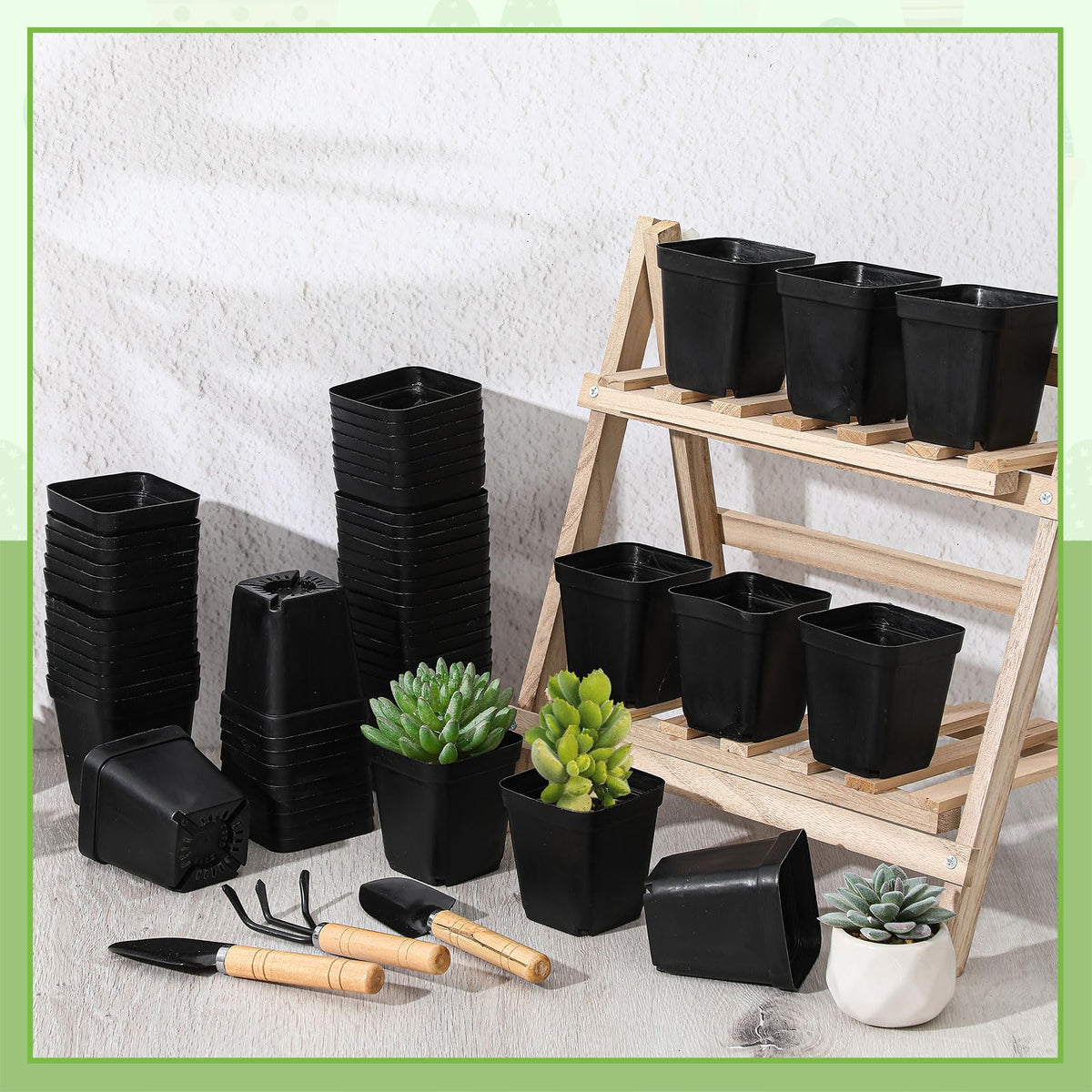 Yaomiao 3-inch square pot suitable for outdoor balcony use with drainage.