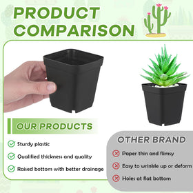 Yaomiao packaging and stackable 3-inch square nursery pots for space saving.