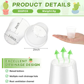 Yaomiao 2-inch clear seed starter pot side view, durable plastic