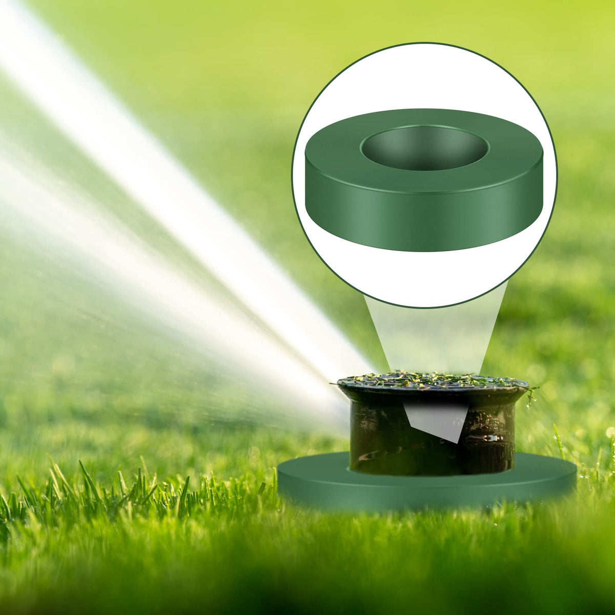 Yaomiao green donut guard blends with lawn while protecting components.