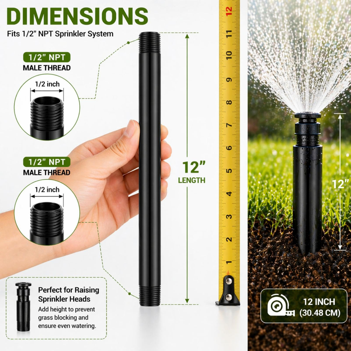 Yaomiao pvc-sprinkler-riser-1-2in-mpt ensures secure, easy threaded connection