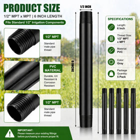 Yaomiao sprinkler riser extension 6-inch packaging highlights convenient 5-pack for replacements