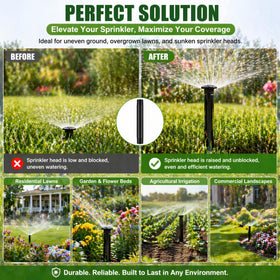 Yaomiao sprinkler riser extension 6-inch height aids uniform water spray