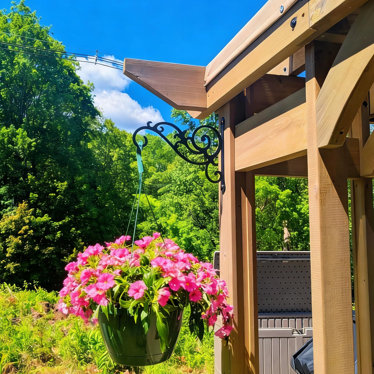Yaostepqi patio garden decor hanger, enhances balcony and patio spaces.