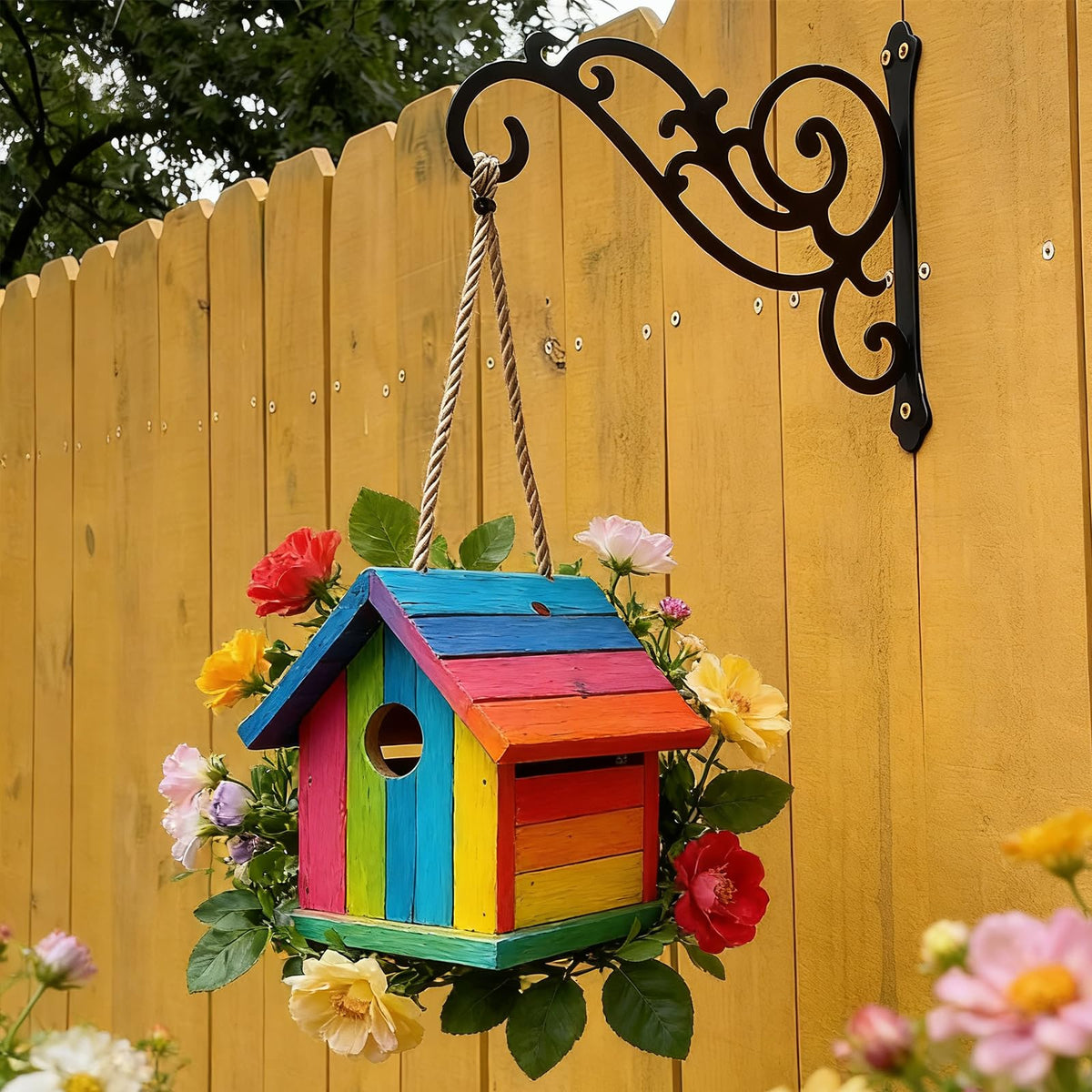 Yaostepqi iron wall hook, versatile plant hanger for indoor and outdoor use.