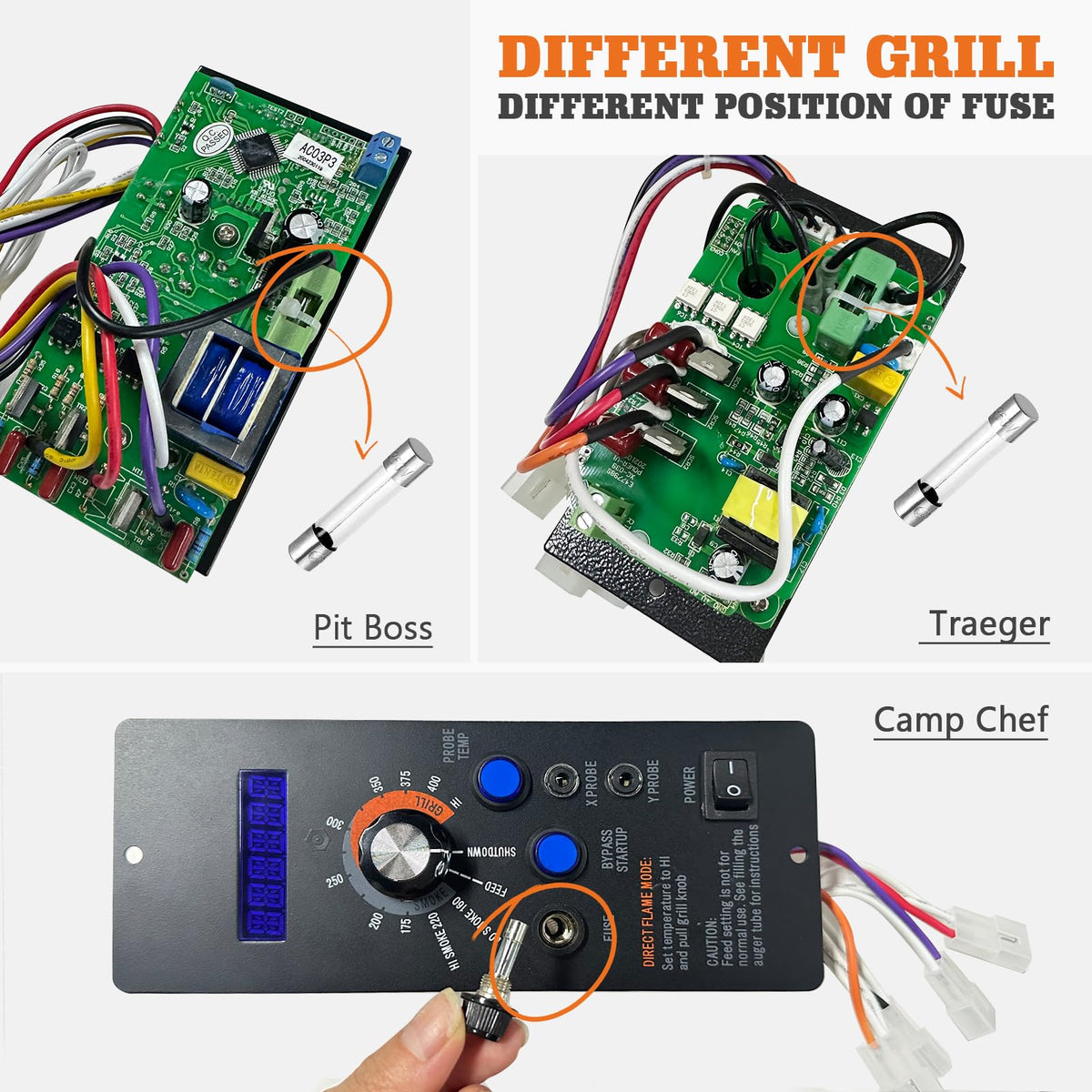 YAOAWE control-panel fuse for added grill protection during operation.