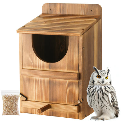 Yaoyiizy Owl House front view nest box designed for outdoor bird nesting