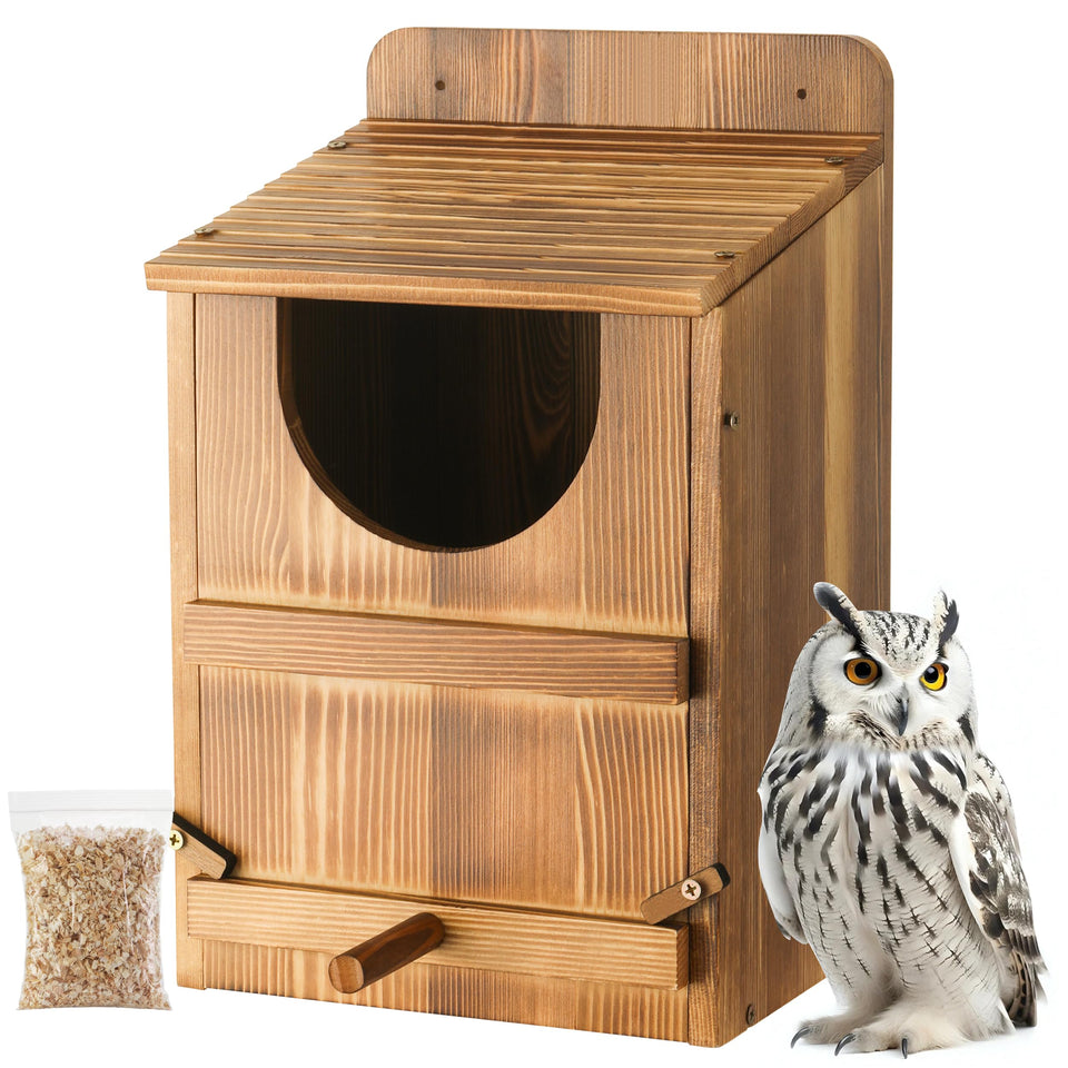 Yaoyiizy Owl House front view nest box designed for outdoor bird nesting