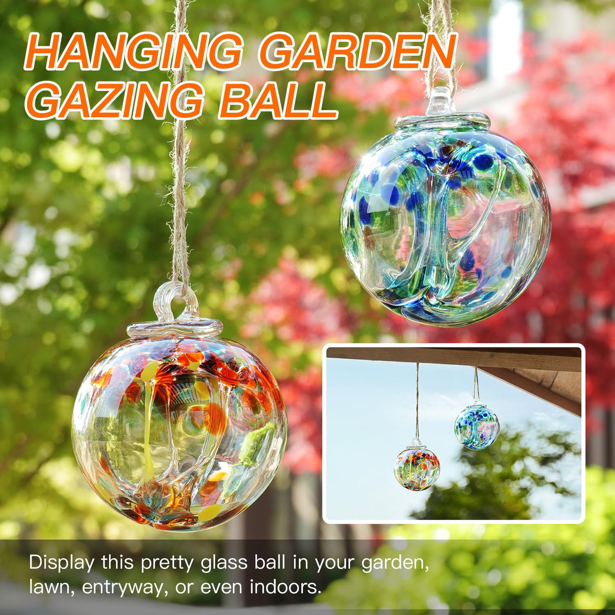 Yaoyuan witch-ball glass ornament adds whimsy to garden paths or hanging trees