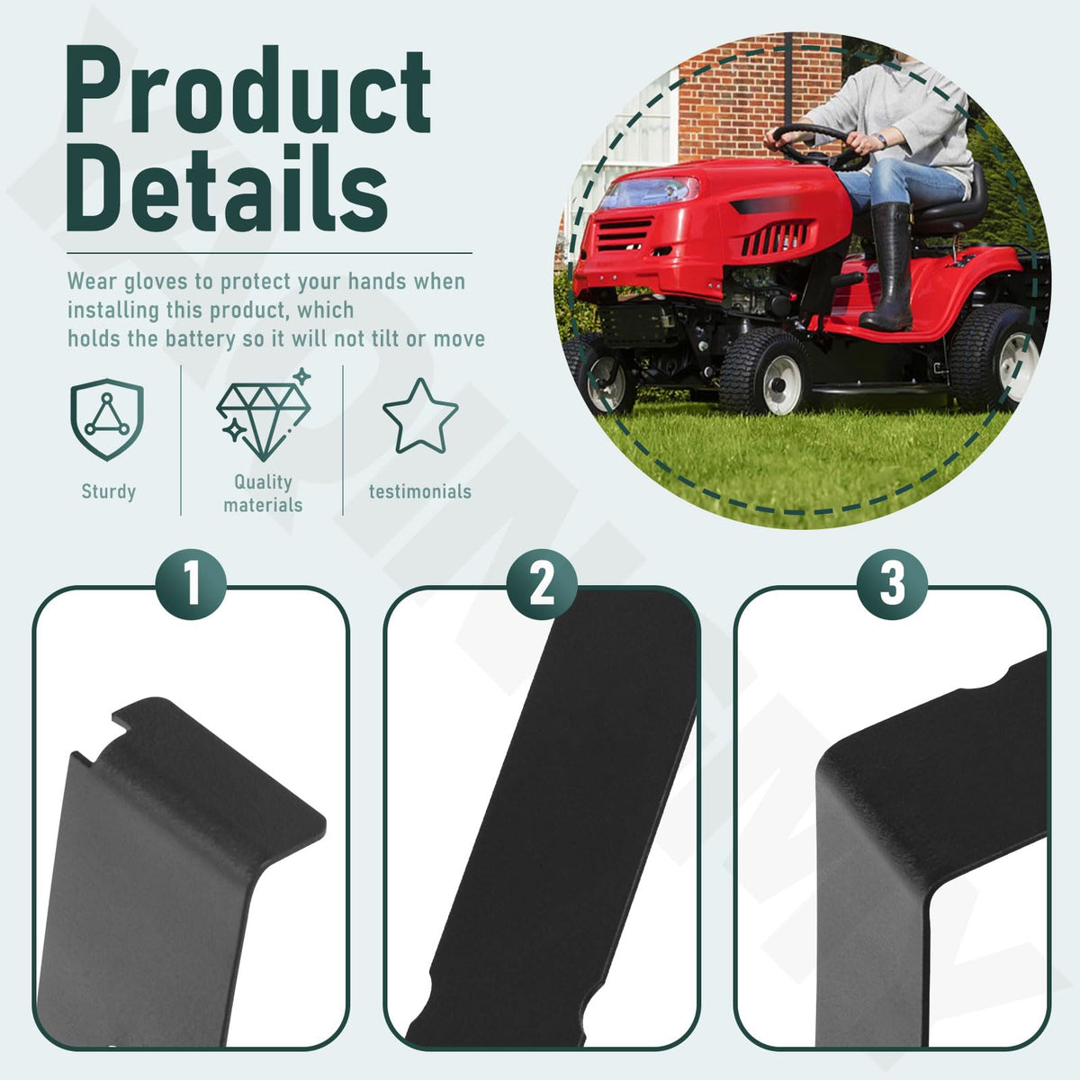 YAQINGMY bracket-battery assembly with gloves emphasizes safe handling.