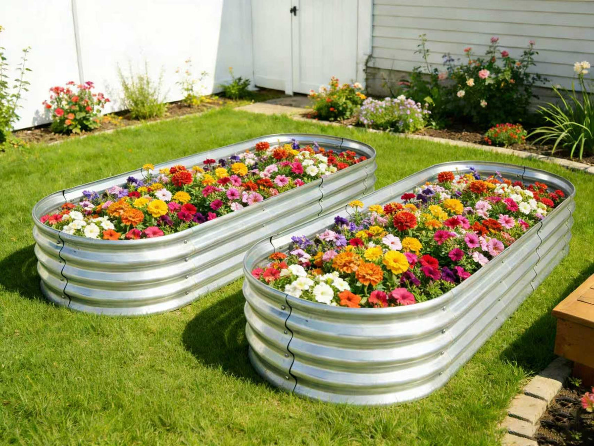 Yararday garden bed placed in courtyard, ideal for vegetables, flowers, and herbs.