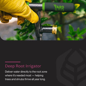 Yard Butler Deep Root Irrigator in powder-coated steel for rust resistance.