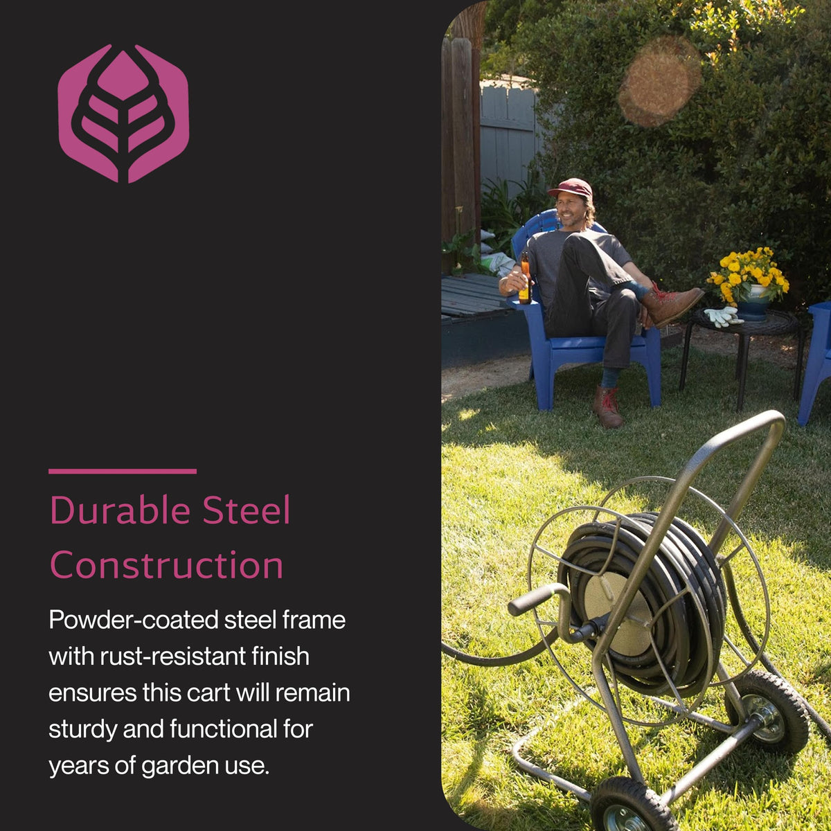 Yard Butler Hose Truck holds up to 200 feet of 5/8-inch hose for large spaces