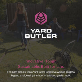 Yard Butler Hose Truck garden setup shows simple hookup and ready-to-water