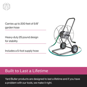 Yard Butler Hose Truck with powder-coated steel withstands outdoor weather and wear