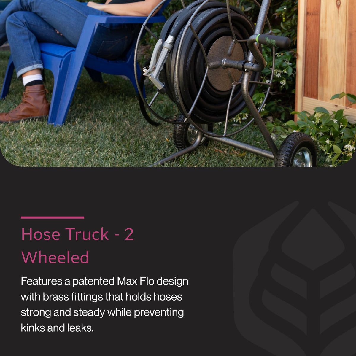 Yard Butler Hose Truck reel detail emphasizing smooth, kink-free winding