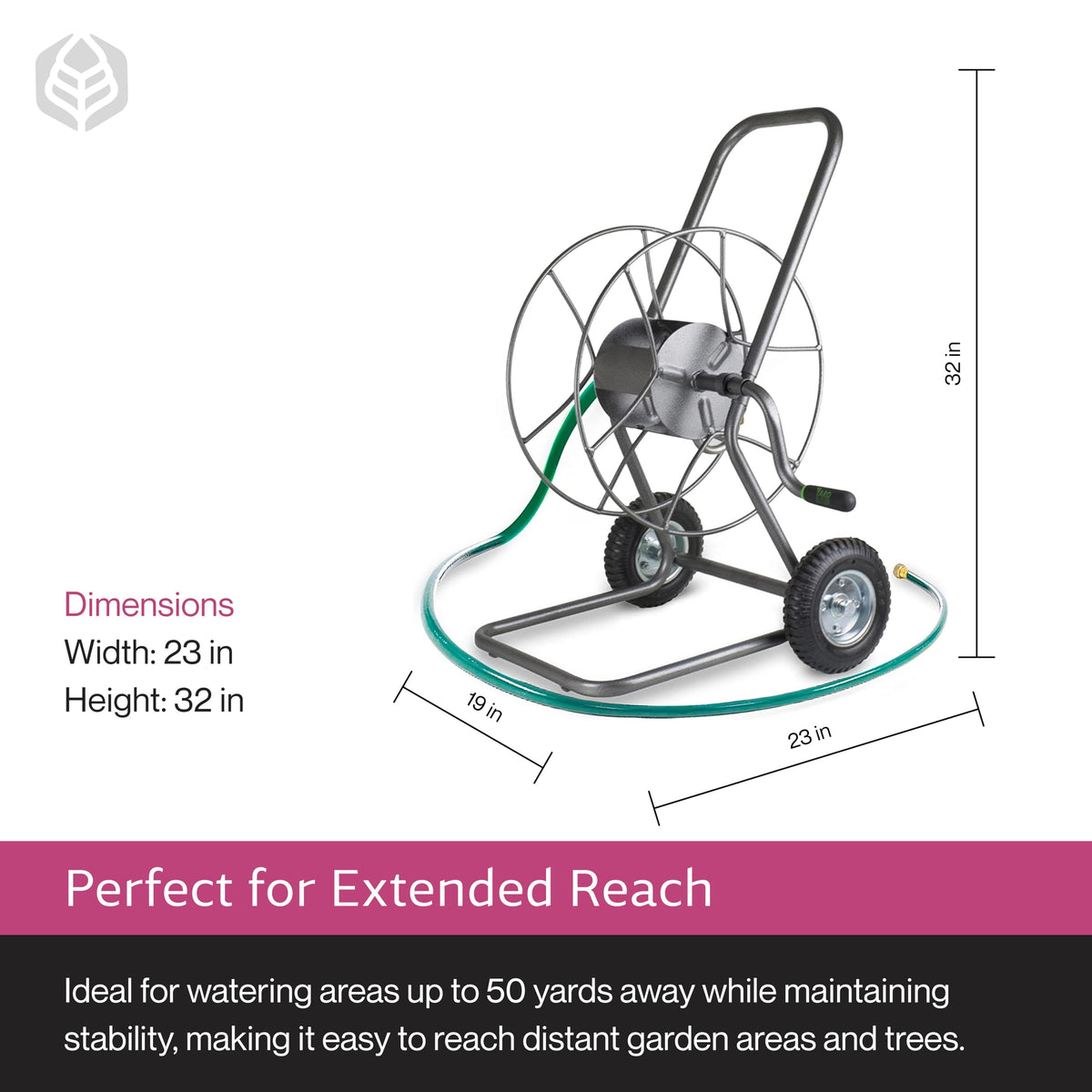Yard Butler Hose Truck wheels image demonstrates smooth movement across uneven lawns