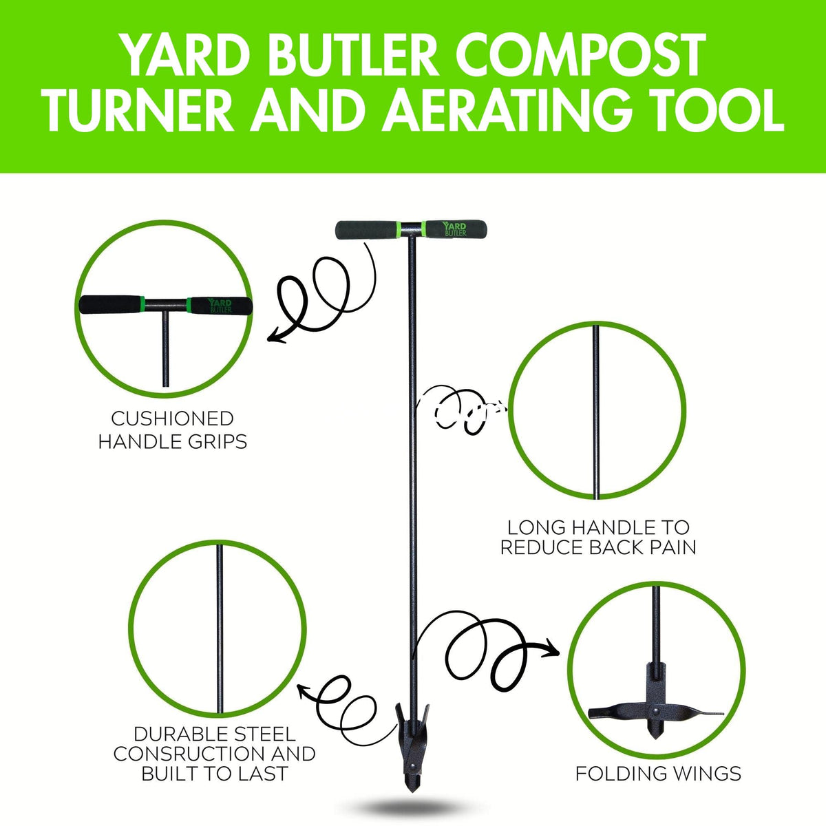 Yard Butler ICA-36 cushioned handles offer comfortable grip during tasks