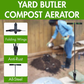 Yard Butler ICA-36 long handle provides extra leverage during aeration