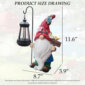 Yardancer gnome with bird on sign brings garden life