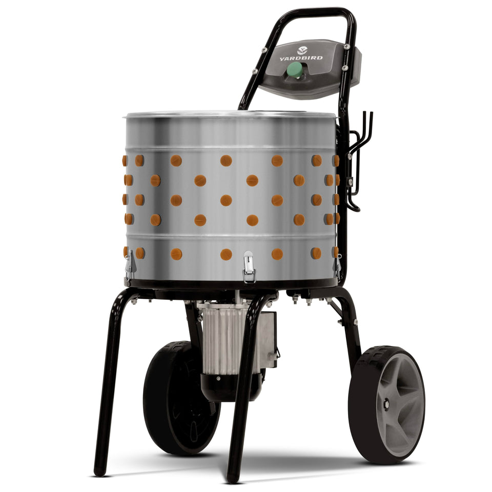 Yardbird 44204 chicken plucker side view for compact backyard processing.