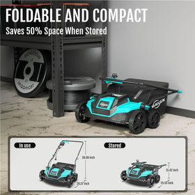 YARDCARE foldable handle facilitates compact storage after use
