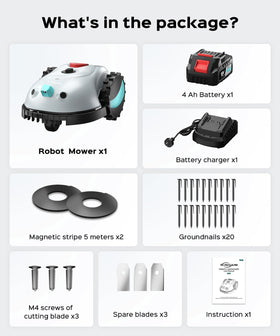 YARDCARE V100 kit includes blades and screws for maintenance