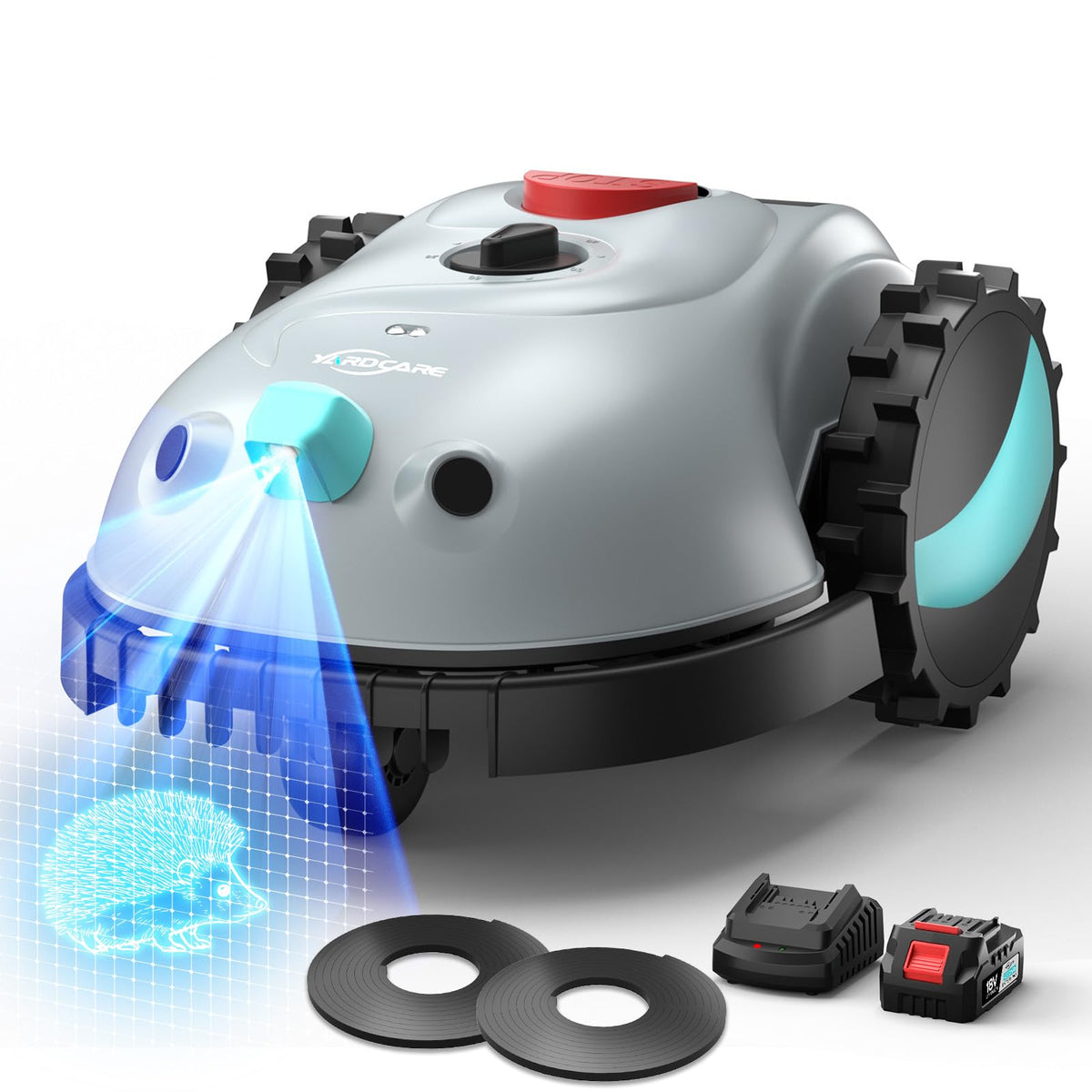 YARDCARE V100 uses a visual navigation camera for precise mowing