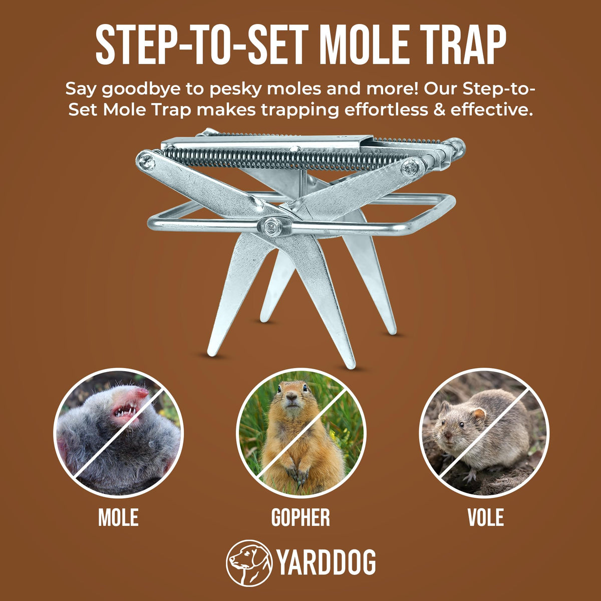 YARDDOG Mole Trap durable-steel construction for long-lasting outdoor use.