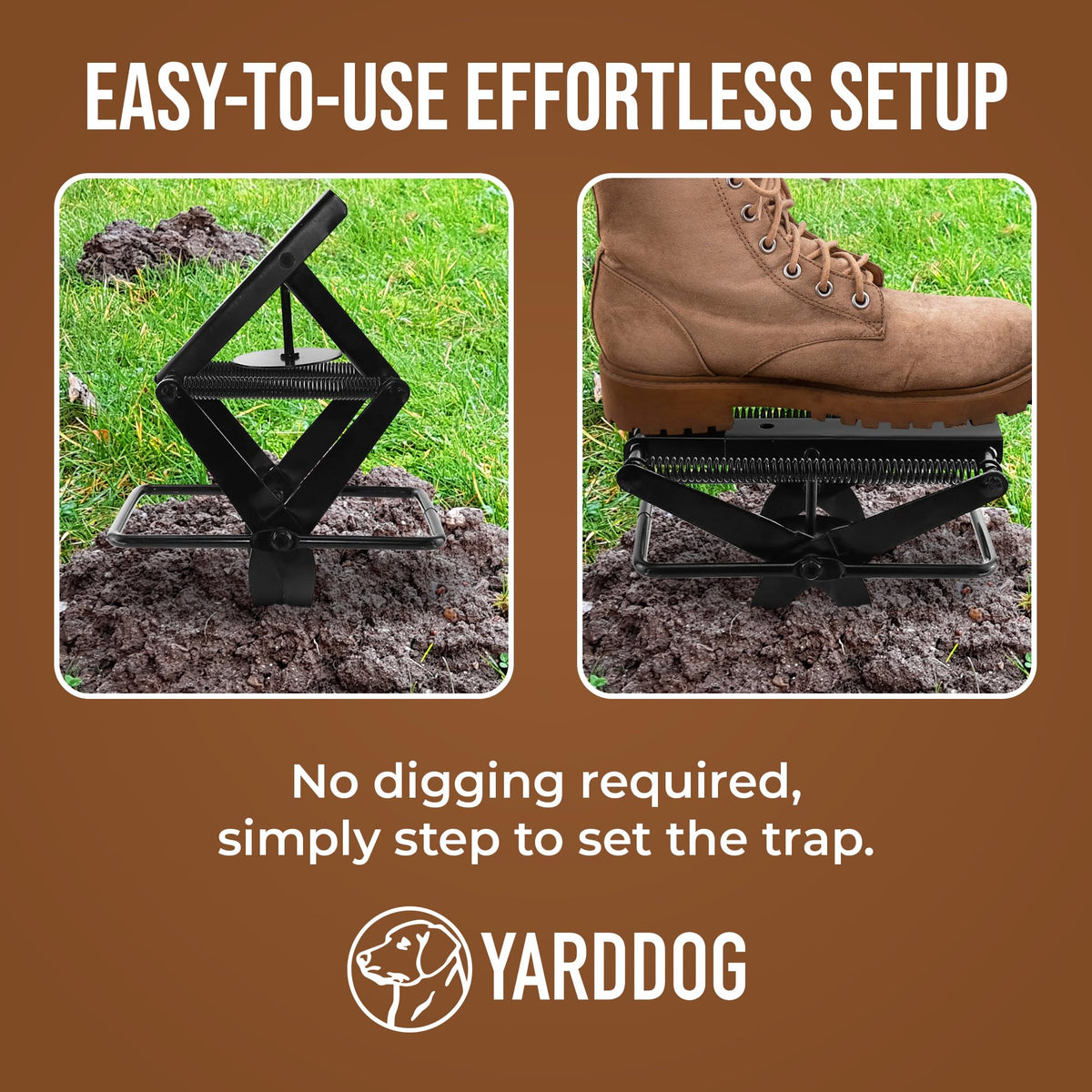 YARDDOG ground mole trap deployed in garden to protect beds.