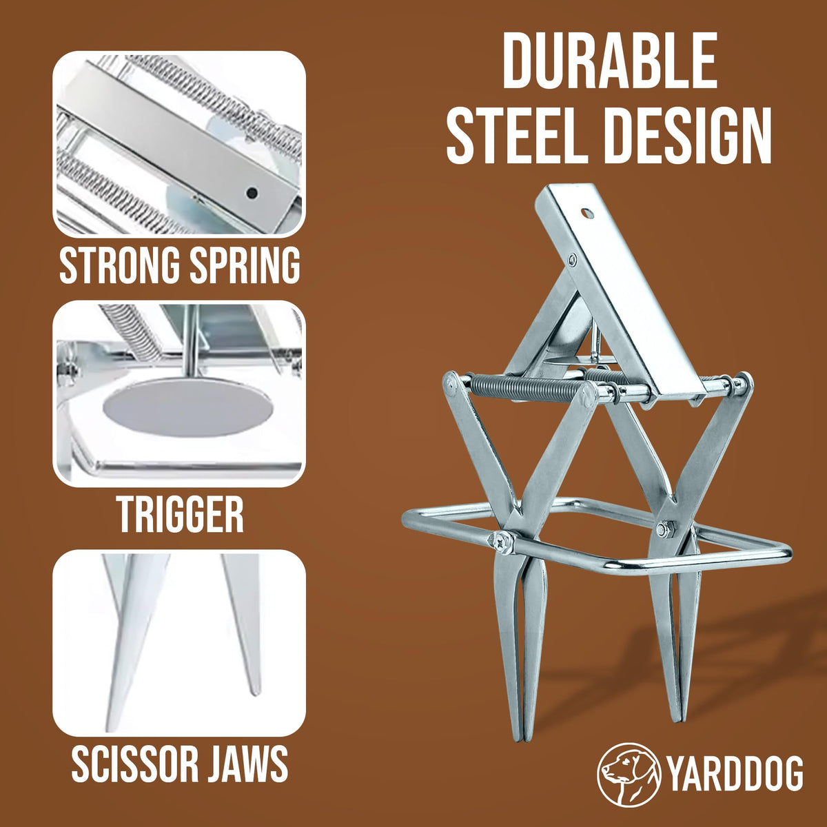 YARDDOG Mole Trap compact-packaged design fits tight yard spaces.