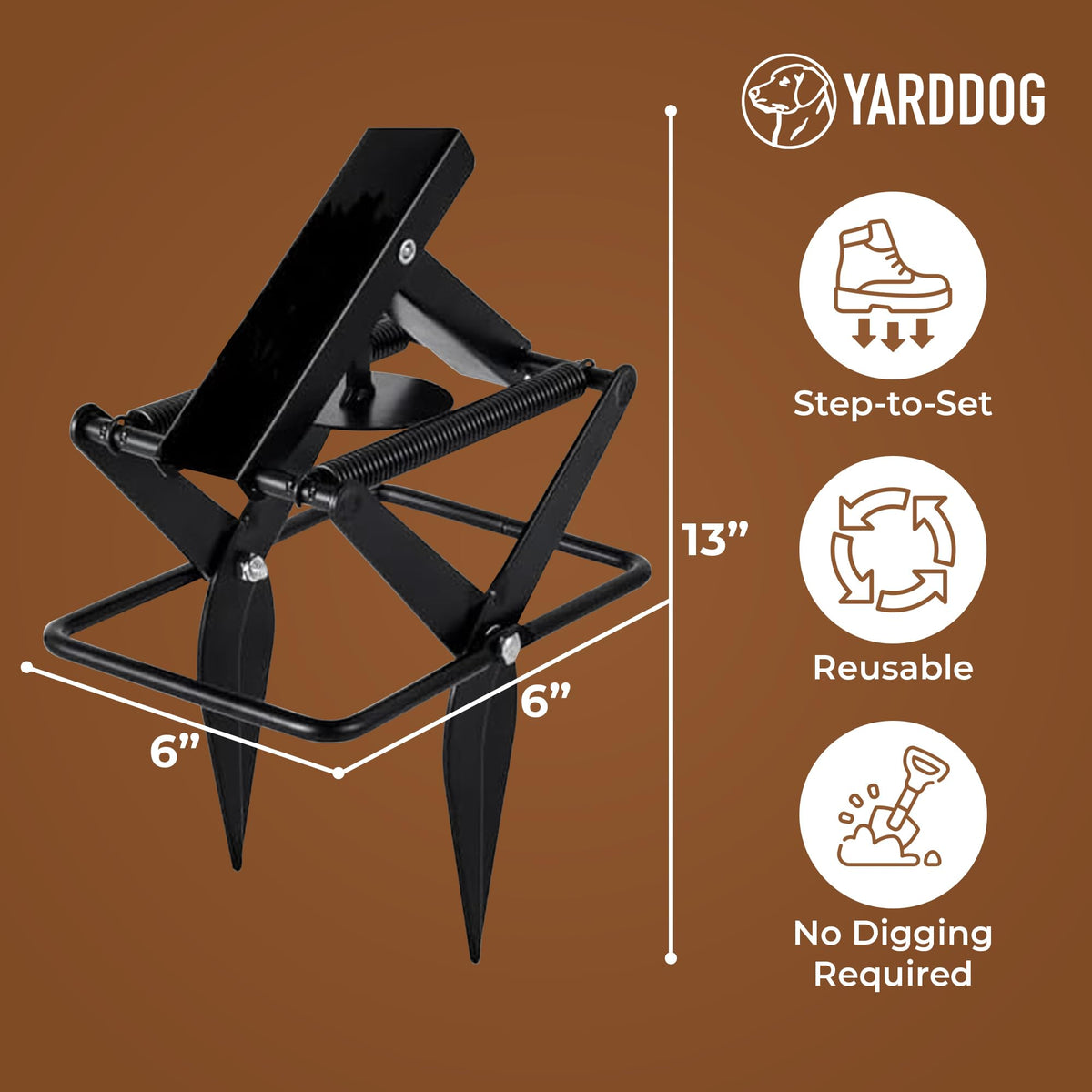 YARDDOG trap featuring rust-resistant coating suitable for outdoor environments.