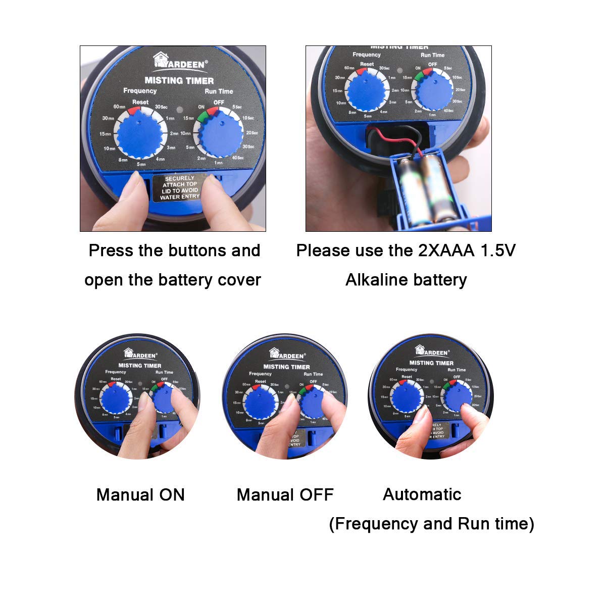 Yardeen battery compartment allows quick power changes for continuous use