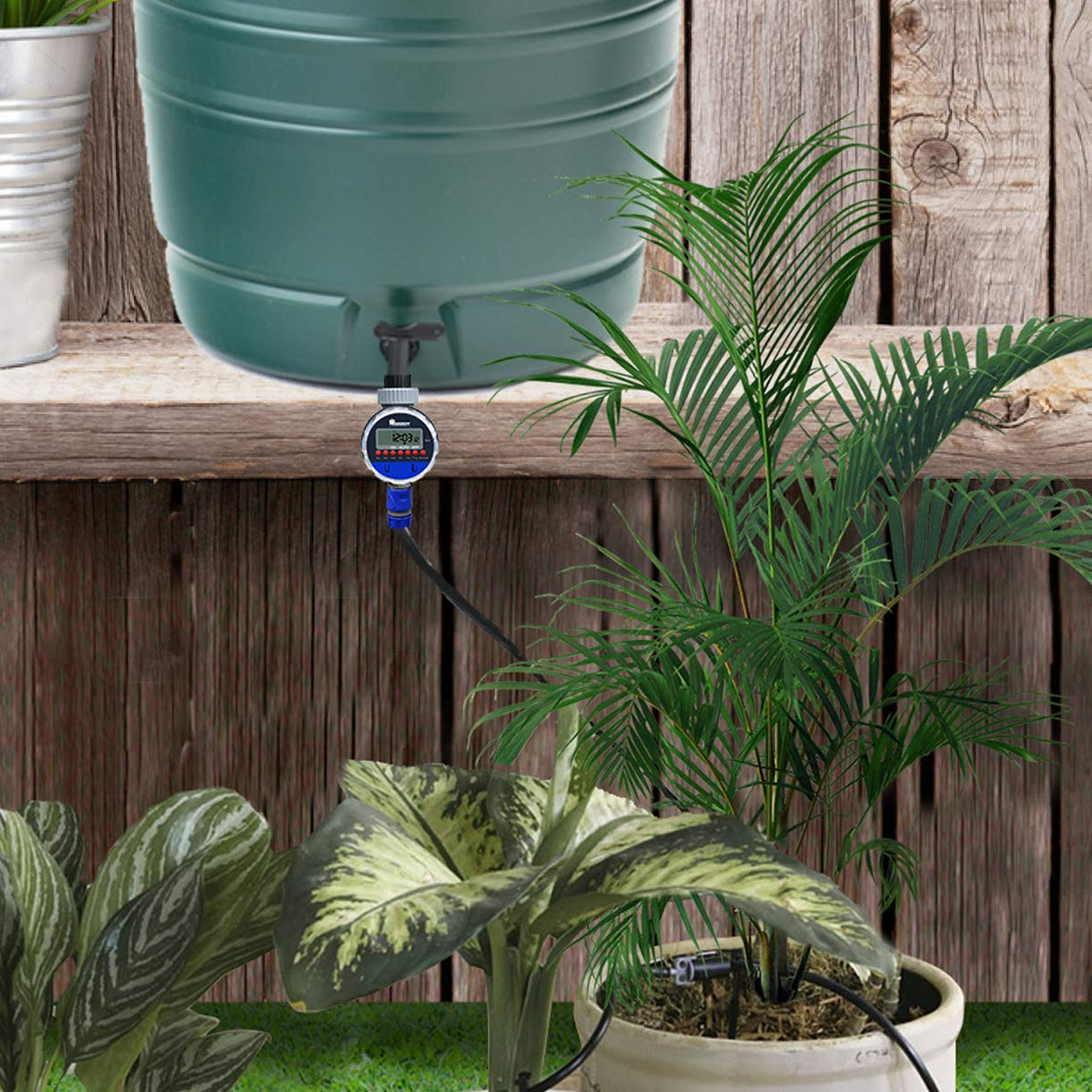 Yardeen irrigation controller for automatic watering across beds and containers