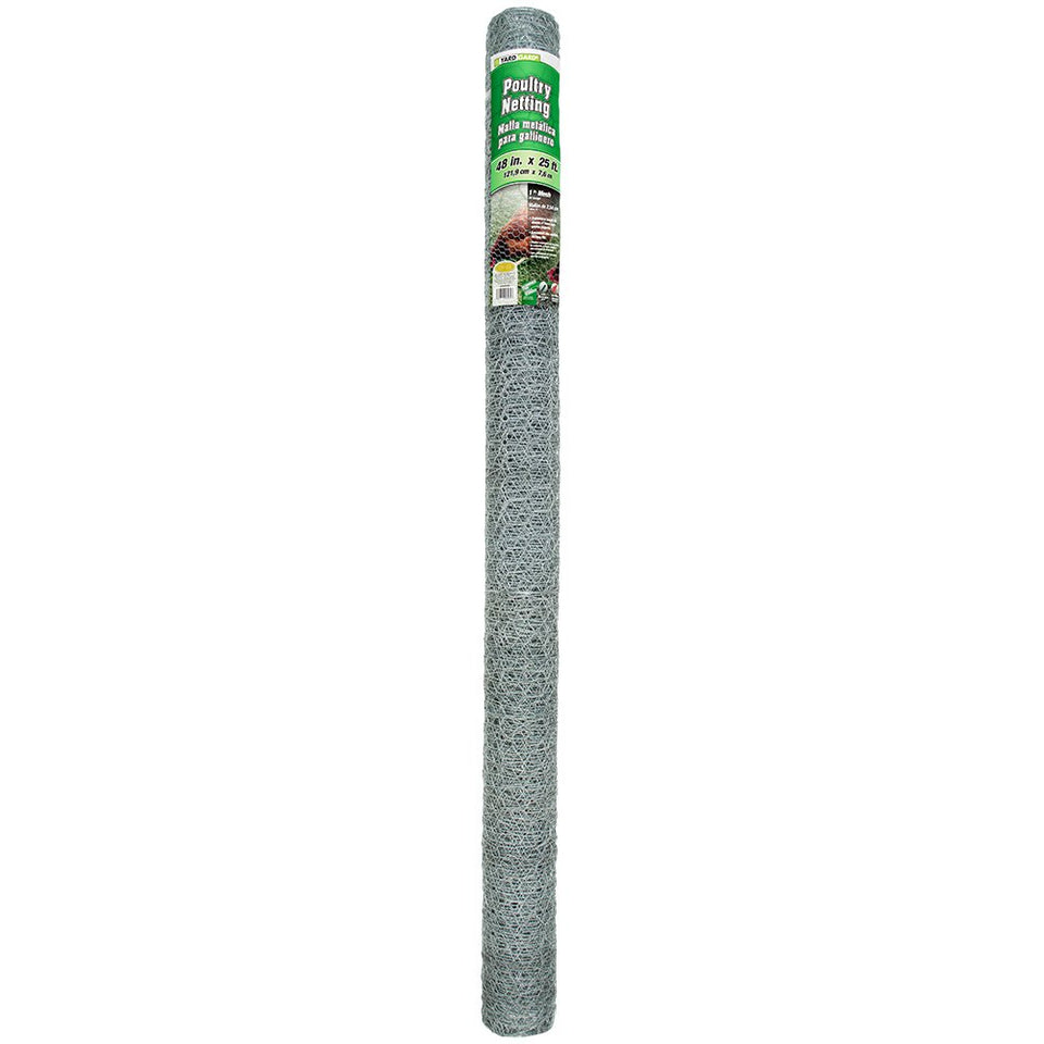 YARDGARD 1-Inch mesh poultry netting roll, durable galvanized steel for outdoor use.