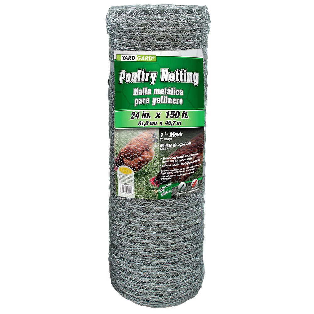 YARDGARD 1-inch poultry netting on a coop fence for secure containment and airflow.