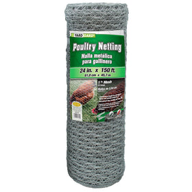 YARDGARD 1-inch poultry netting on a coop fence for secure containment and airflow.