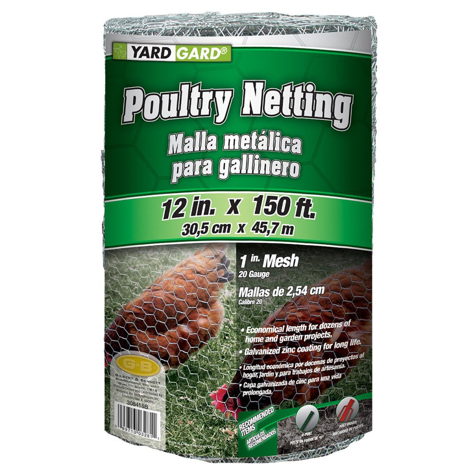 YARDGARD 1-Inch Poultry Netting secures coop enclosure with durable, easy-to-set mesh.