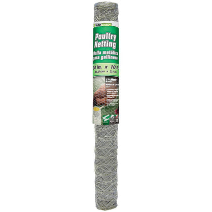 YARDGARD poultry netting overview showing a durable 24x10 ft roll in galvanized steel