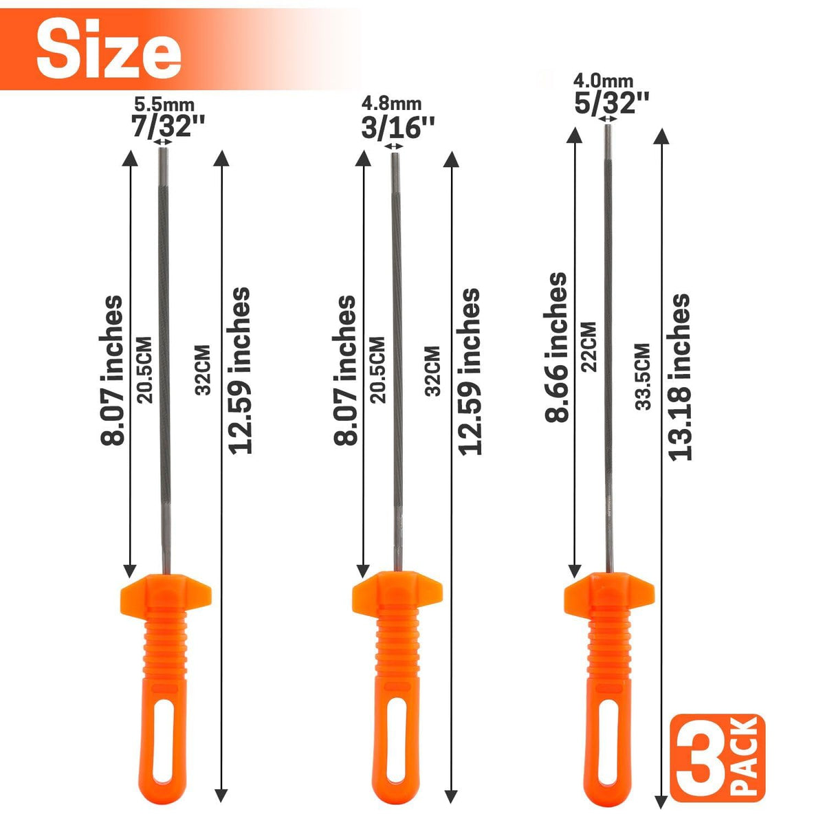 YARDMARIS 3-16 round file with handle for comfortable grip during grinding