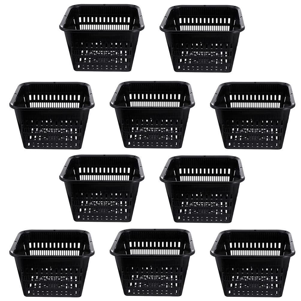 Yardwe 7 inch square net pot top view showing airflow and drainage benefits