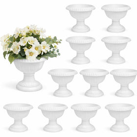 Yardwe mini Roman pot with pedestal in white for elegant tabletop decor
